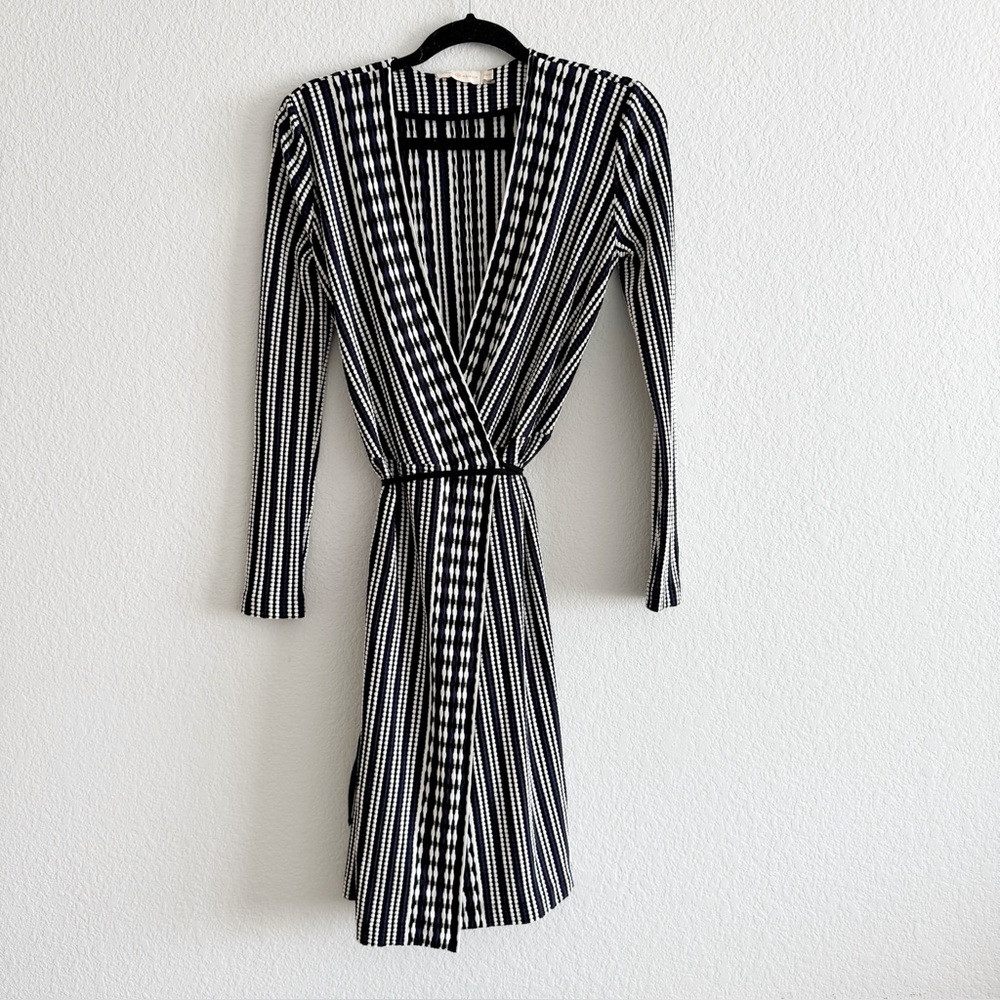 Tory Burch Black and White Striped Mini Dress